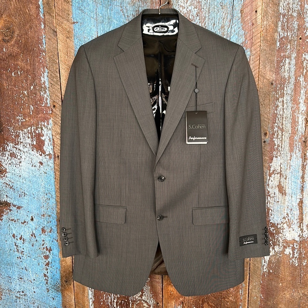 S. Cohen Gray Striped Wool Men's Suit Jacket